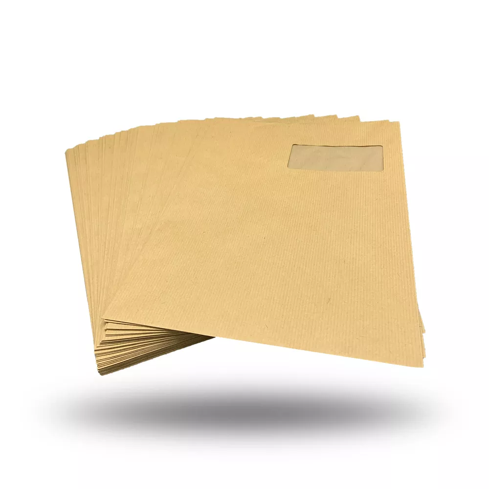 Lot d'enveloppe à soufflets en papier kraft avec fenêtre type C4