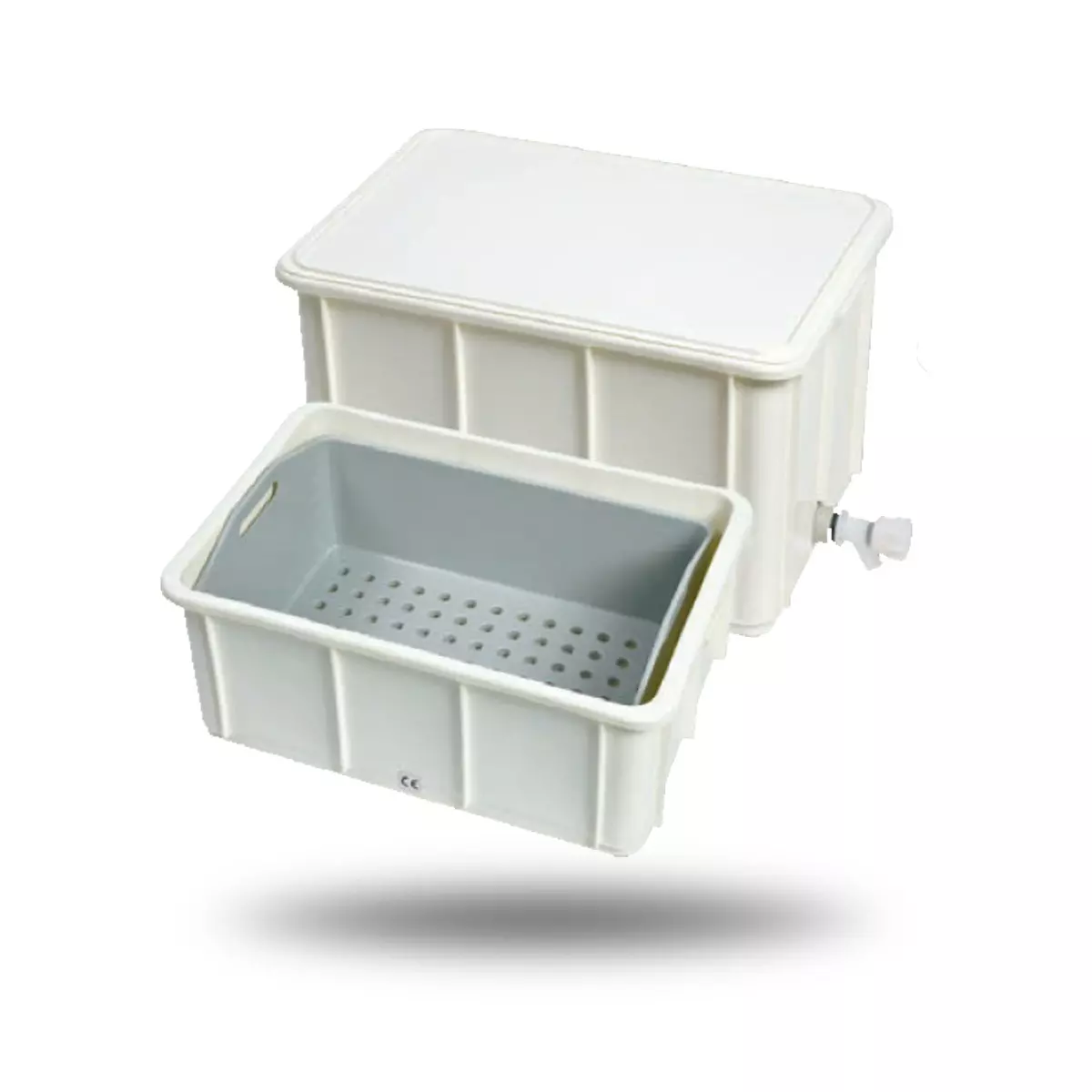 Bac non autoclavable avec robinet panier et couvercle de 60 L