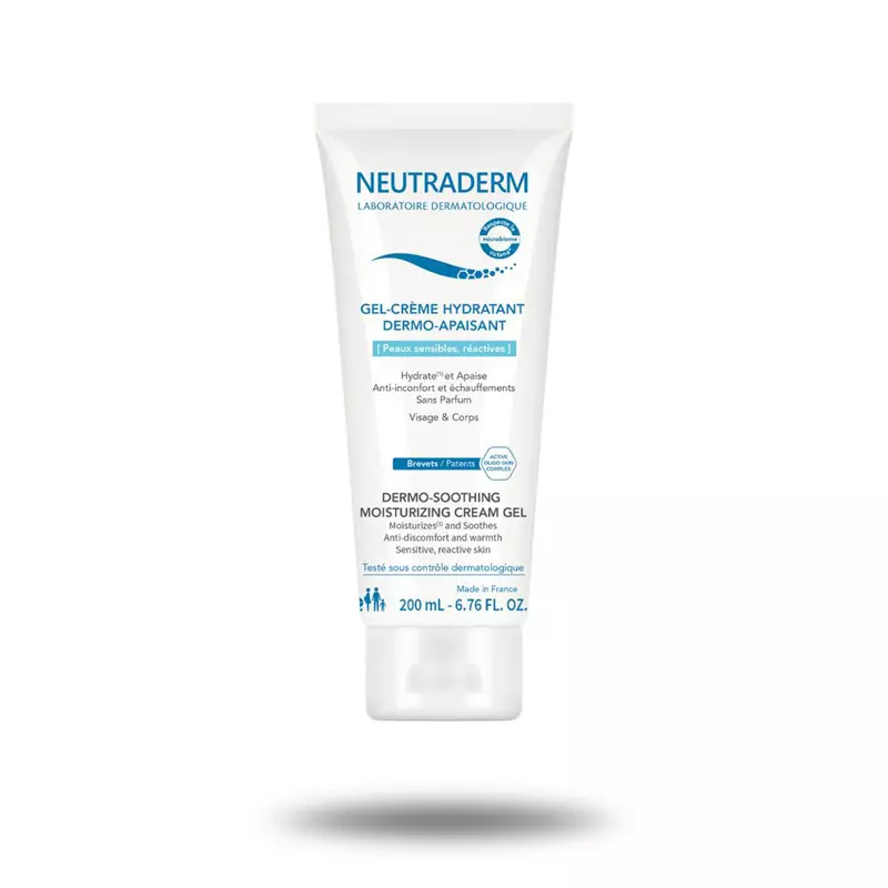 Flacon de 200 mL de gel crème hydratant dermo-apaisant NEUTRADERM