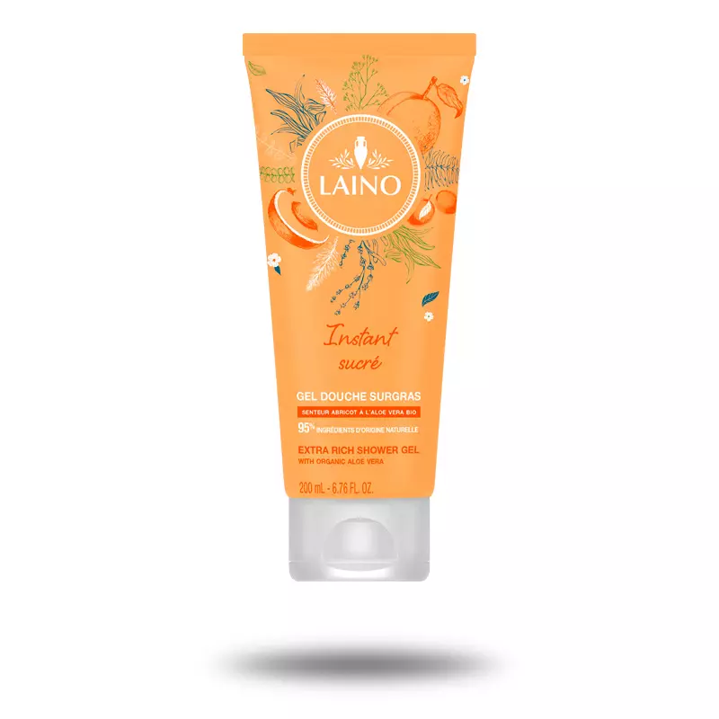Flacon de gel douche surgras senteur abricot Laino