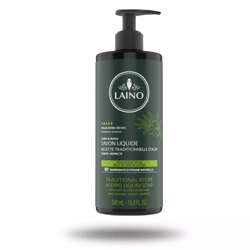 Flacon pompe de 500 ml de savon d'alep liquide LAINO